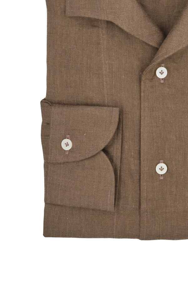 Brown Linen Capri Collar Shirt