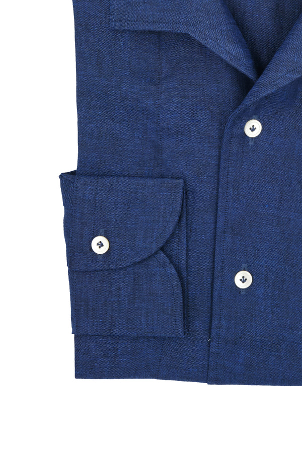 Blue Linen Capri Collar Shirt