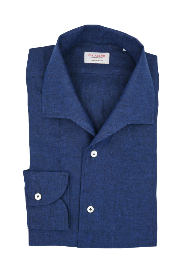 Blue Linen Capri Collar Shirt