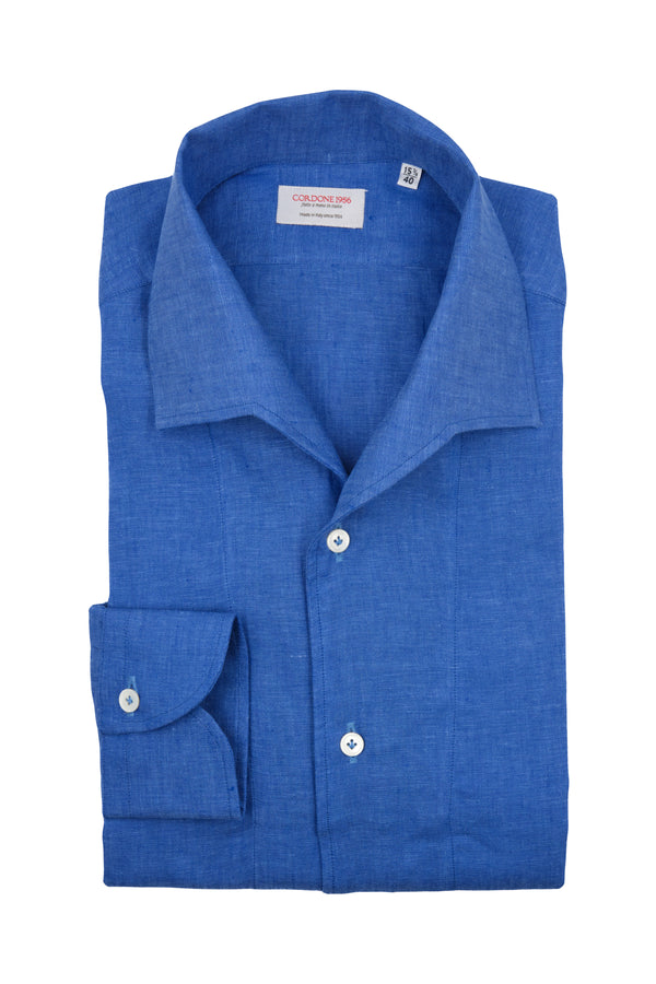 Azure Linen Capri Collar Shirt