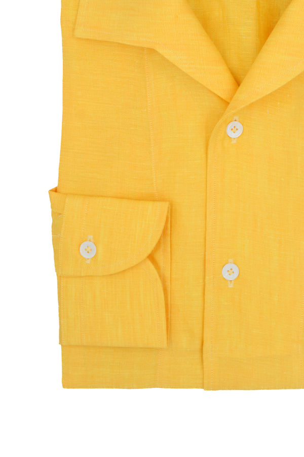 Yellow Linen Capri Collar Shirt