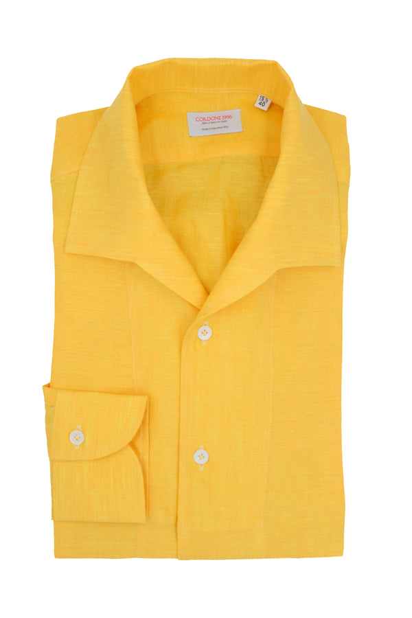 Yellow Linen Capri Collar Shirt