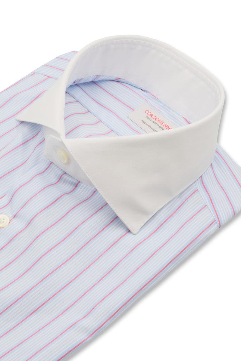 White Collar Striped Popeline Shirt