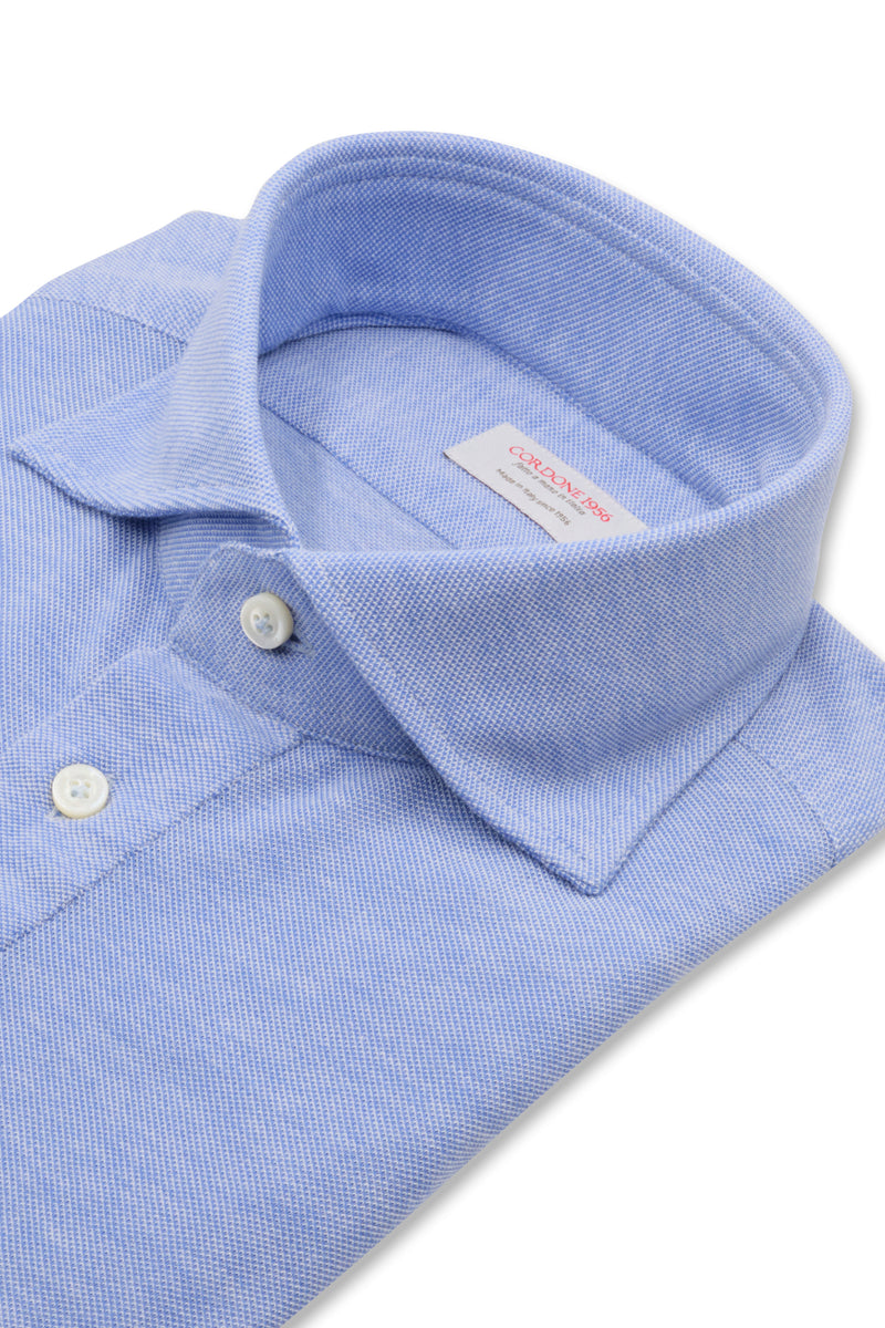 Light Blue Jersey Polo Shirt Handmade