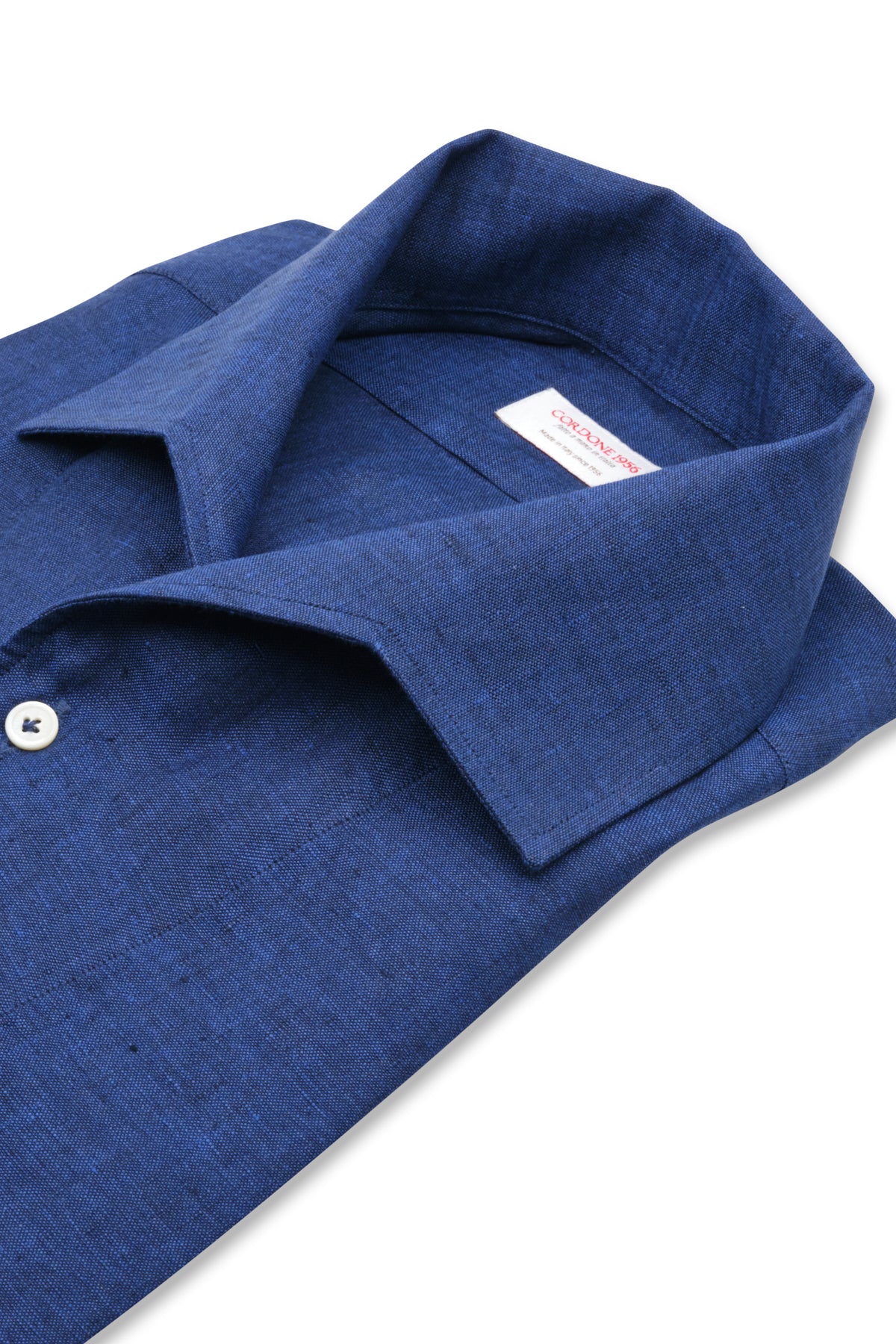 Blue Linen Capri Collar Shirt – CORDONE1956