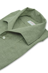 Military Green Linen Capri Collar Shirt