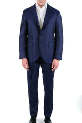 Three-button blue Suit - Italian Cotton - Handmade in Italy