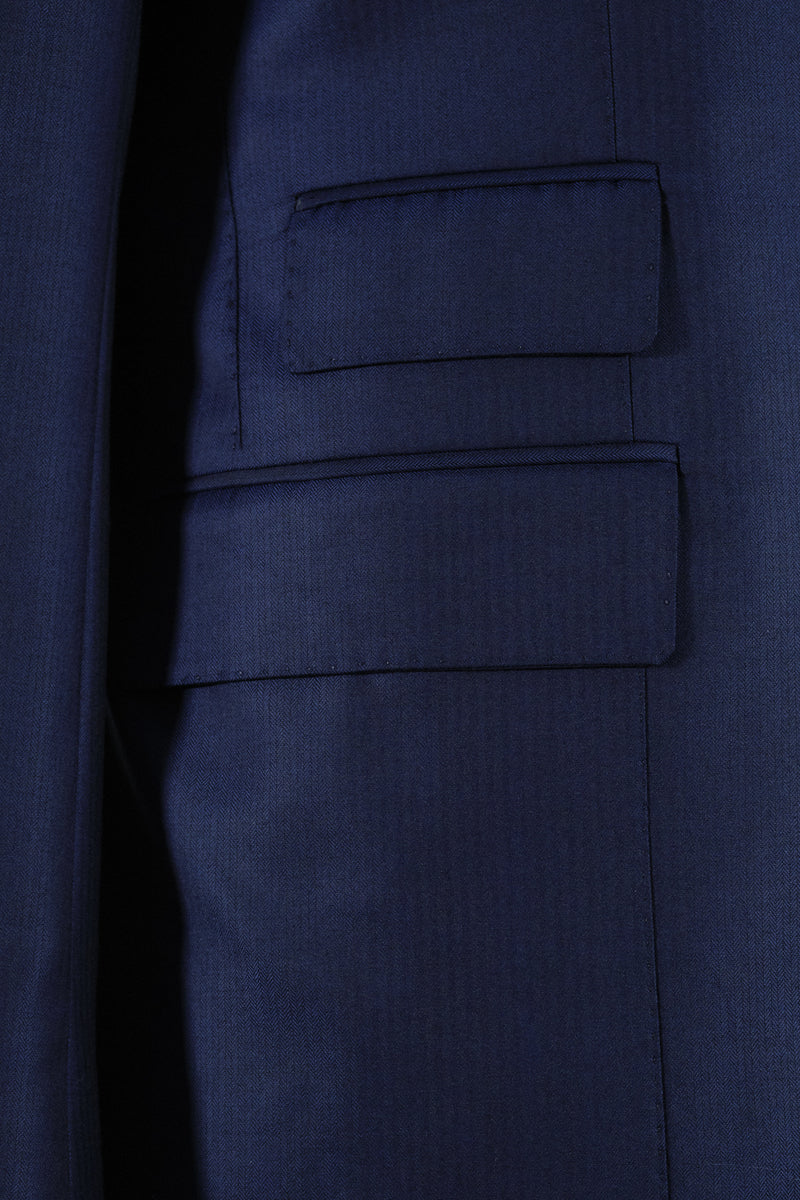 Three-button blue Suit - Italian Cotton - Handmade in Italy