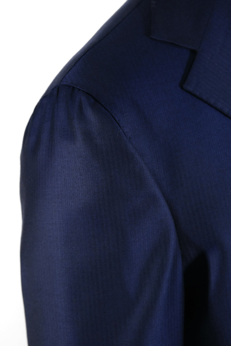 Three-button blue Suit - Italian Cotton - Handmade in Italy