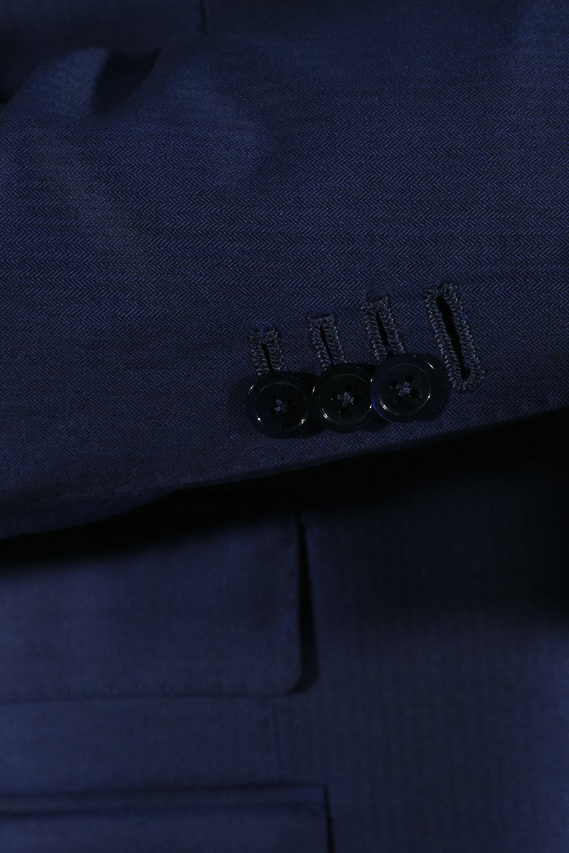 Three-button blue Suit - Italian Cotton - Handmade in Italy