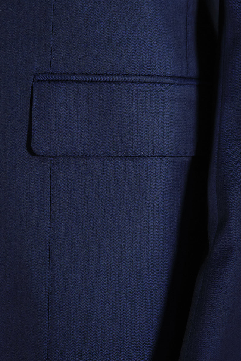 Three-button blue Suit - Italian Cotton - Handmade in Italy