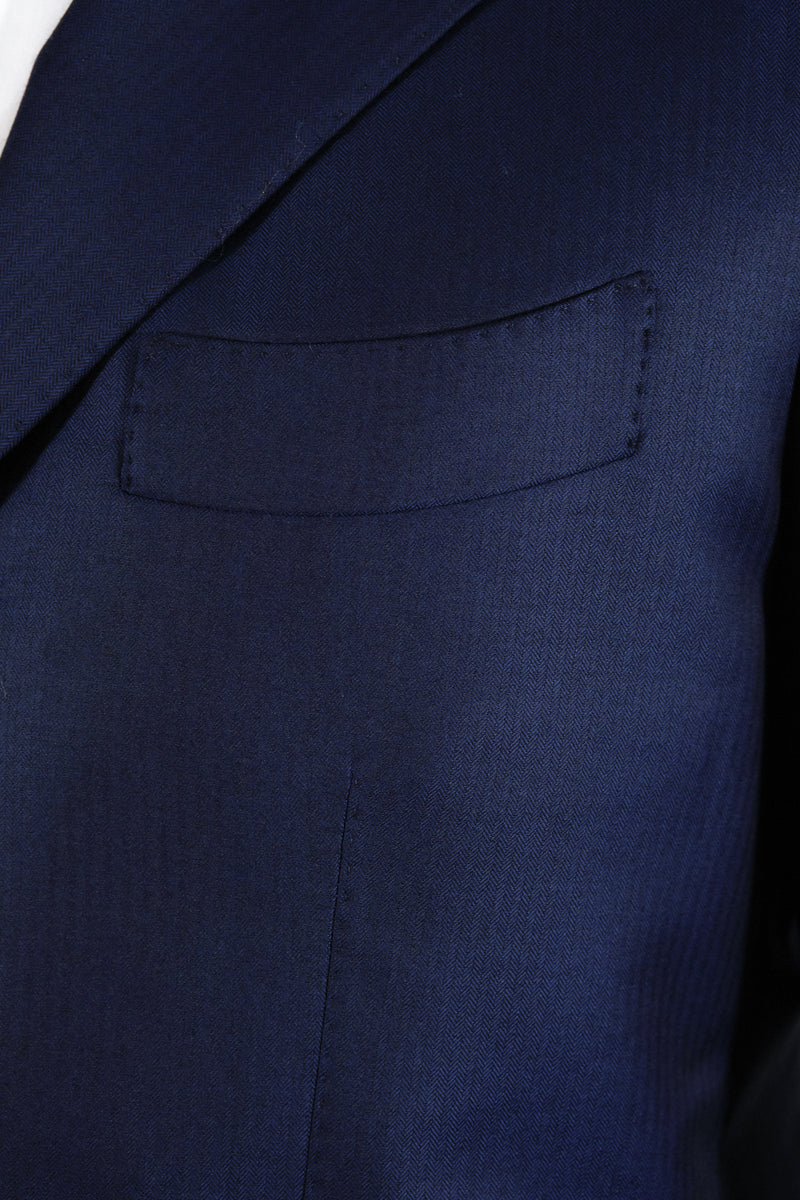 Three-button blue Suit - Italian Cotton - Handmade in Italy