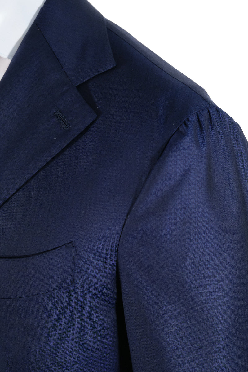 Three-button blue Suit - Italian Cotton - Handmade in Italy