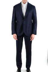 Midnight blue two-button suit. - Italian Cotton - Handmade in Italy