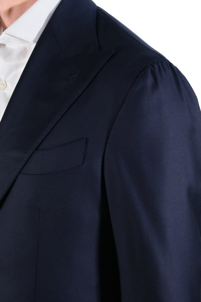 Midnight blue two-button suit. - Italian Cotton - Handmade in Italy