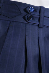 Blue pinstriped two-button suit  - Italian Cotton - Handmade in Italy