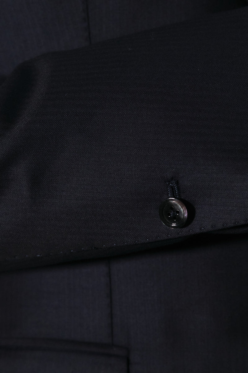 Black Two Button Suit - Italian Cotton - Handmade in Italy