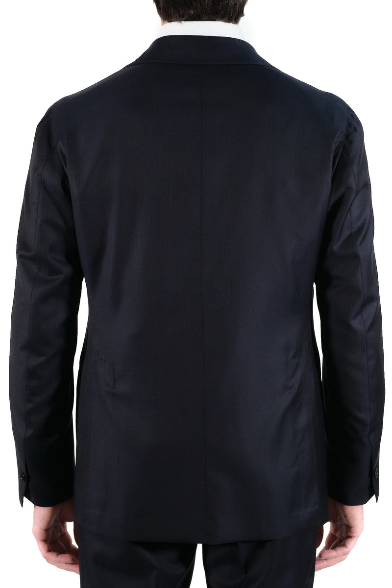 Black Two Button Suit - Italian Cotton - Handmade in Italy