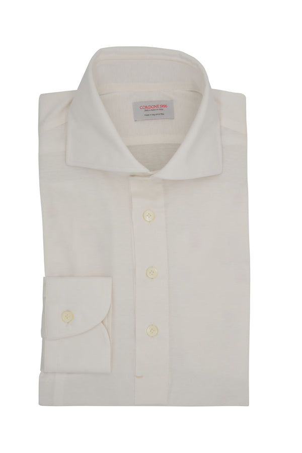 Polo Camicia Seta Cotone Bianca Fatta A Mano