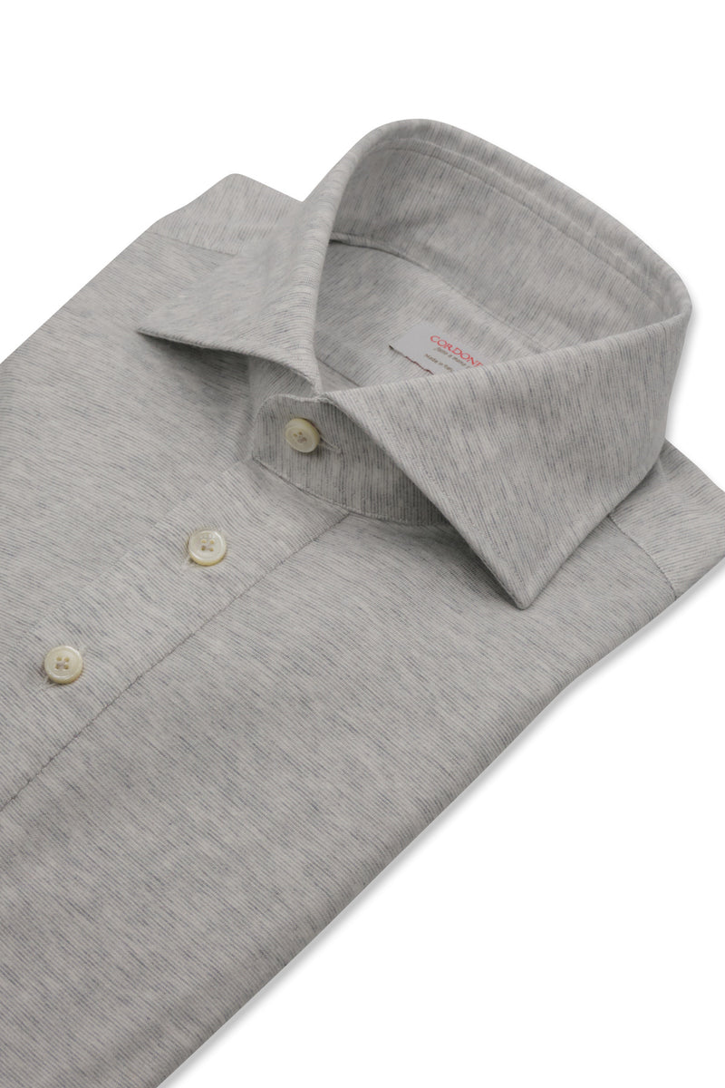 Polo Camicia Seta Cotone Grigia Fatta A Mano