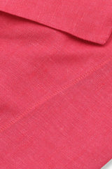 Camicia In Lino Con Collo Bowling Tinta Unita Corallo