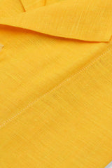 Camicia In Lino Con Collo Bowling Tinta Unita Gialla