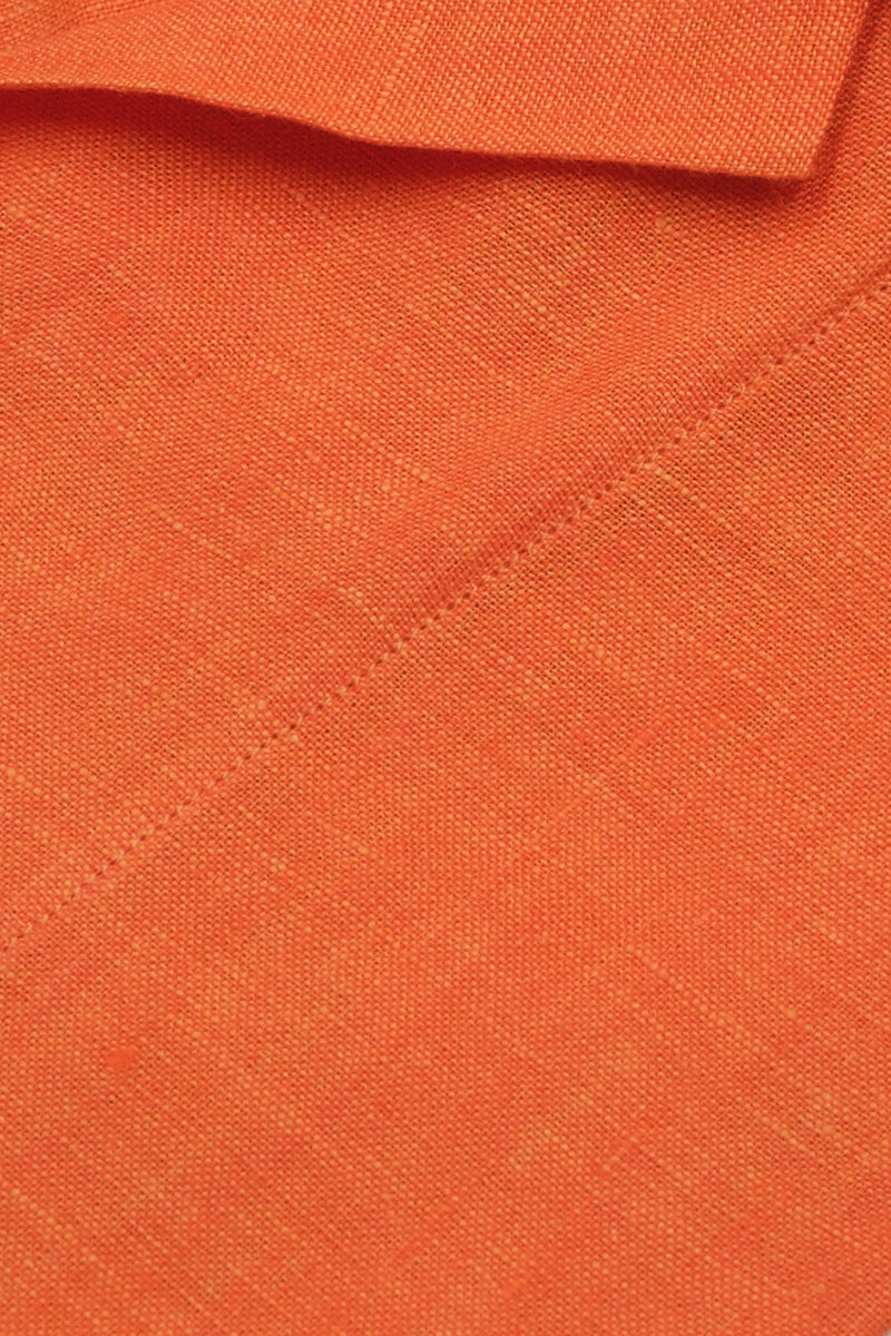 Orange Linen Bowling Collar Shirt
