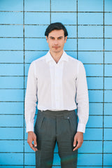 White Linen Capri Collar Shirt