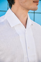 White Linen Capri Collar Shirt