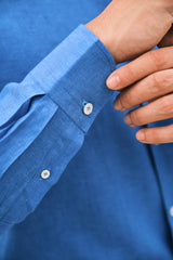 Camicia Tinta Unita Lino Azzurra