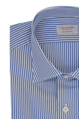 Blue And White Stripe Shirt- Italian Cotton - Handmade in Italy - B2B