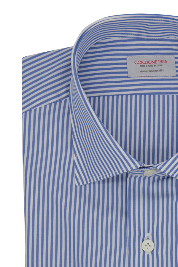 Blue And White Stripe Shirt- Italian Cotton - Handmade in Italy - B2B