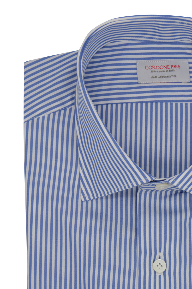 Blue And White Stripe Shirt Ready - Italian Cotton - Handmade in Italy - VIP