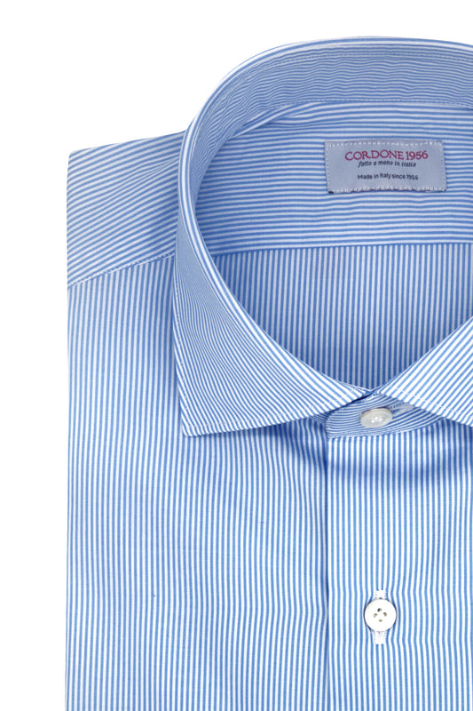 Light Blue And White Small Stripe Ready - Italian Cotton - Handmade in Italy- VIP