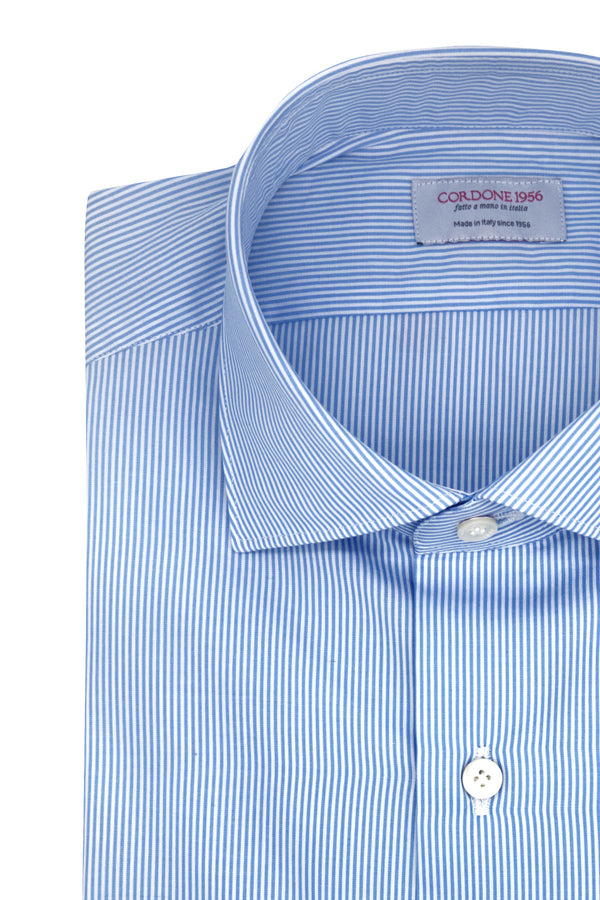 Light Blue And White Small Stripe Ready  - Italian Cotton - Handmade in Italy - B2B IT