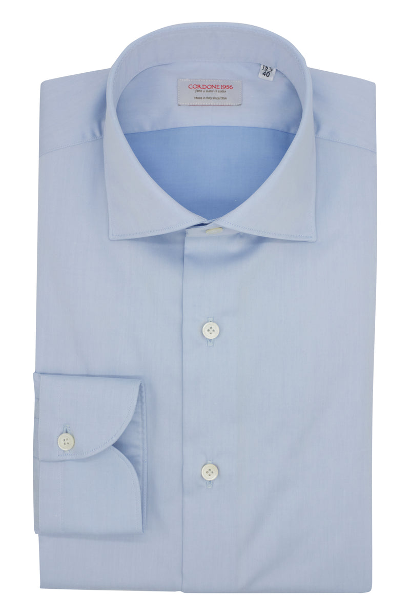 Azure Light Twill Shirt Ready - Italian Cotton - Handmade in Italy B2B IT