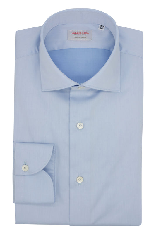 Azure Light Twill Shirt Ready - Italian Cotton - Handmade in Italy- VIP