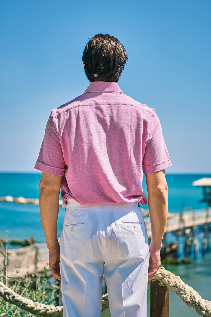 Pink Jersey Polo Shirt Handmade