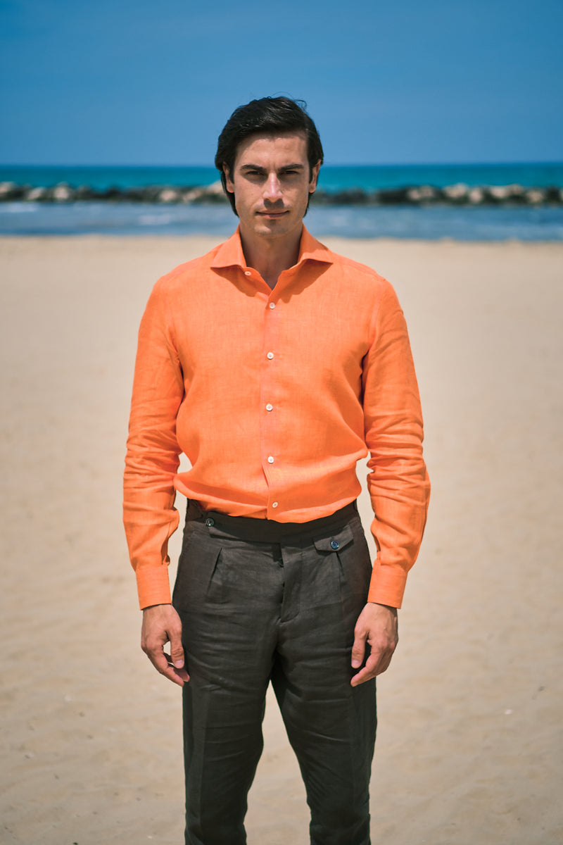 Orange Linen Shirt