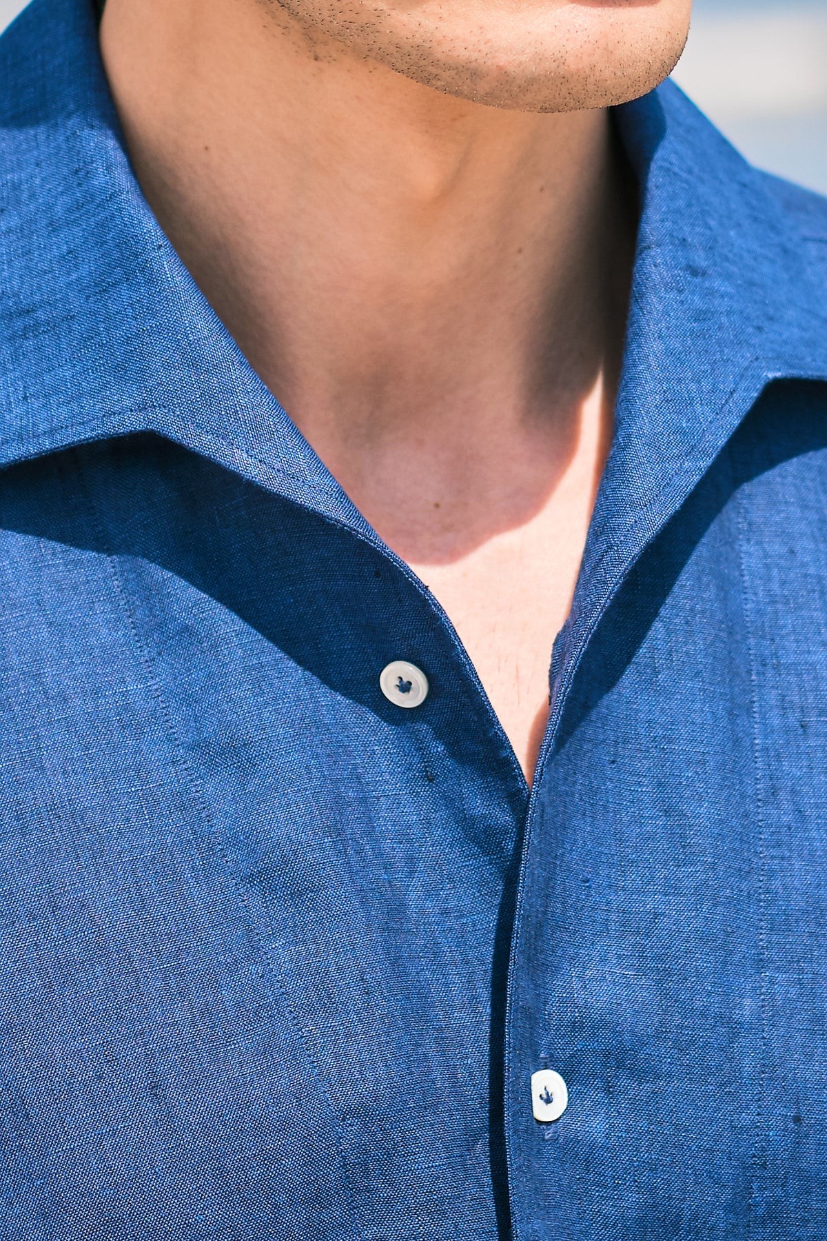 【NAVY】Italian Collar Bright Jacquard Navy Zig Zag Filo di Scozia Jacquard Polo Shirt - Eton