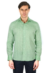 Green Yellow Linen Shirt - Italian Linen - Handmade in Italy