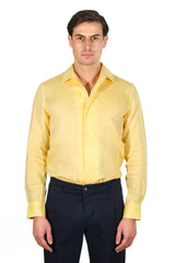 Yellow Linen Shirt With Capri Collar- Italian Linen - Handmade in Italy