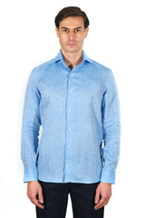 Azure Linen Shirt - Italian Linen - Handmade in Italy