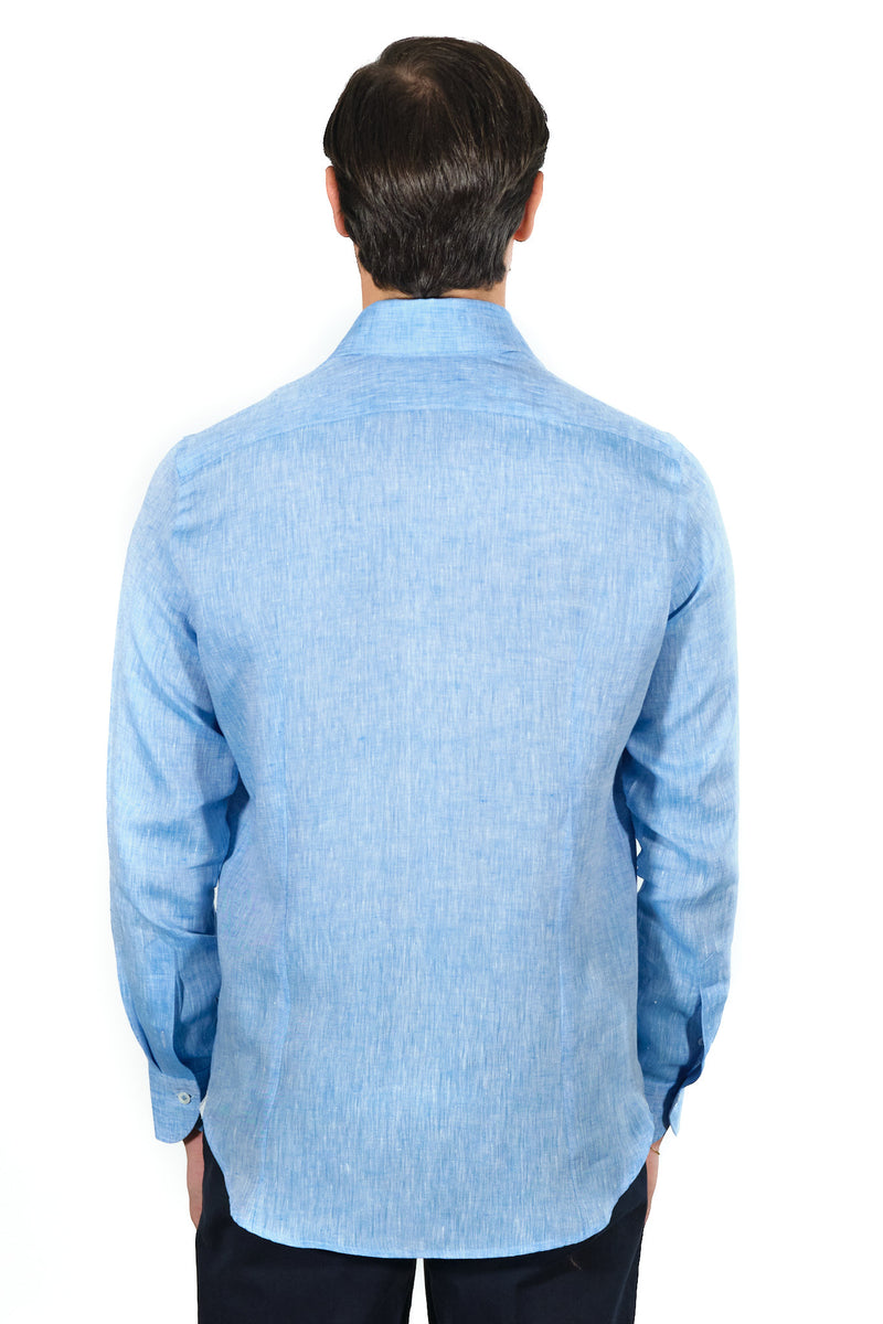 Azure Linen Shirt - Italian Linen - Handmade in Italy