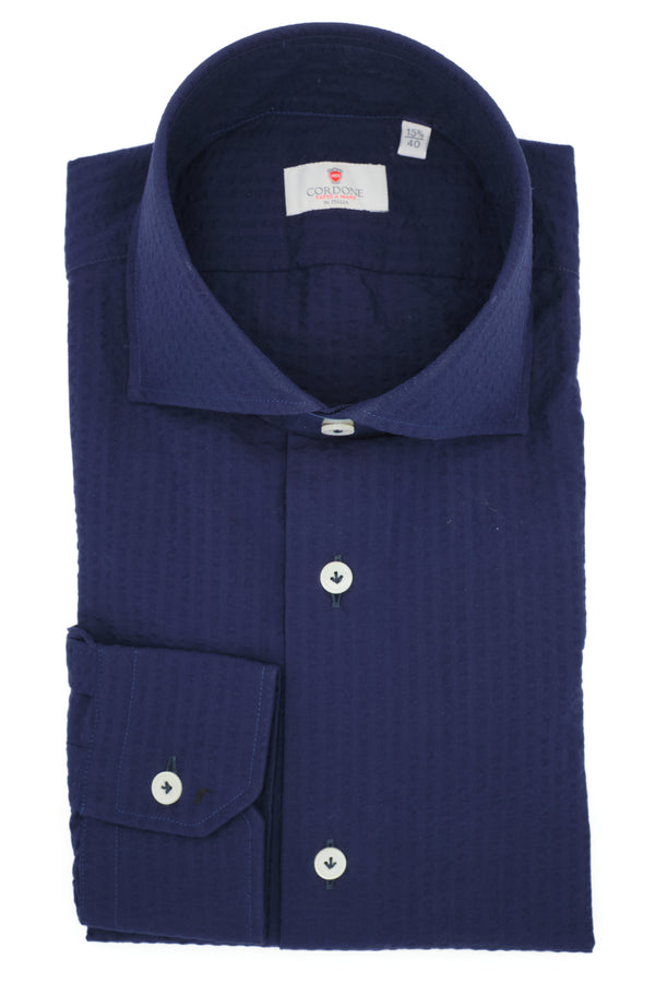 Midnight blue embossed shirt - Outlet