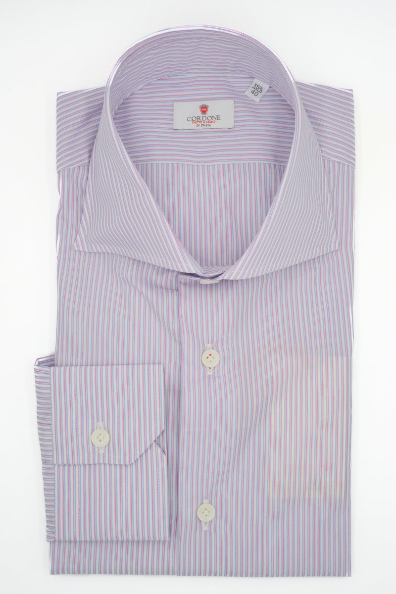 Light blue and red thin striped shirt - Outlet