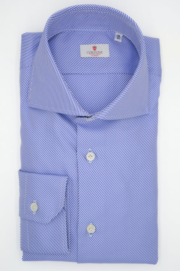Camicia a righe viola e bianche