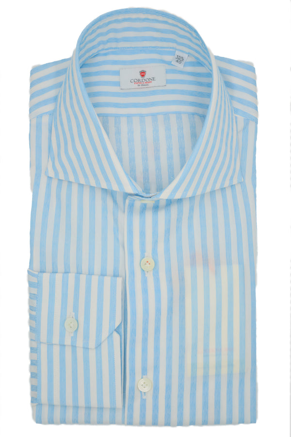 Camicia a righe celesti e bianche