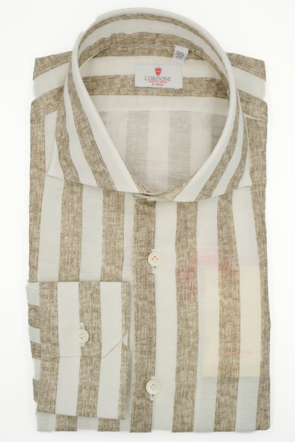 Military green and white striped shirt - Outlet
