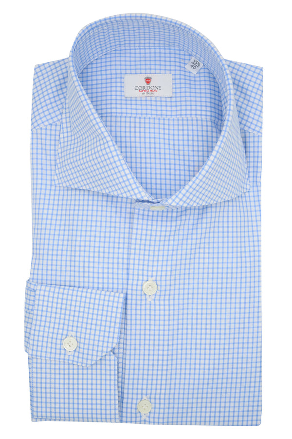 Light blue and white checked shirt - Outlet